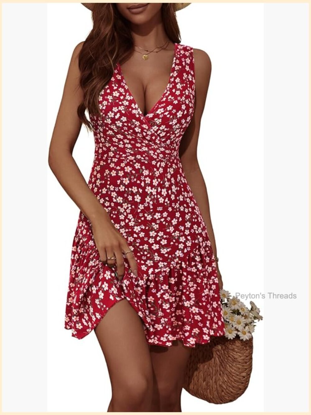 Sleeveless Wrap V-Neck Floral Sundress Mini Dress